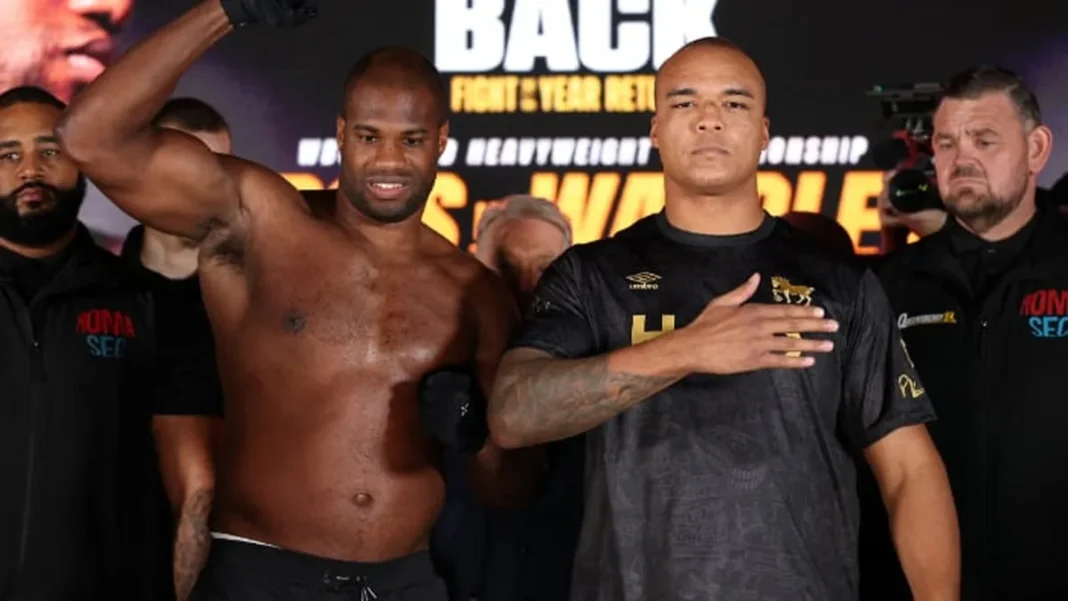 Dubois and Wardley weigh in at career-heaviest for O2 rematch Dubois Wardley weigh-in face-off ahead of WBO heavyweight rematch