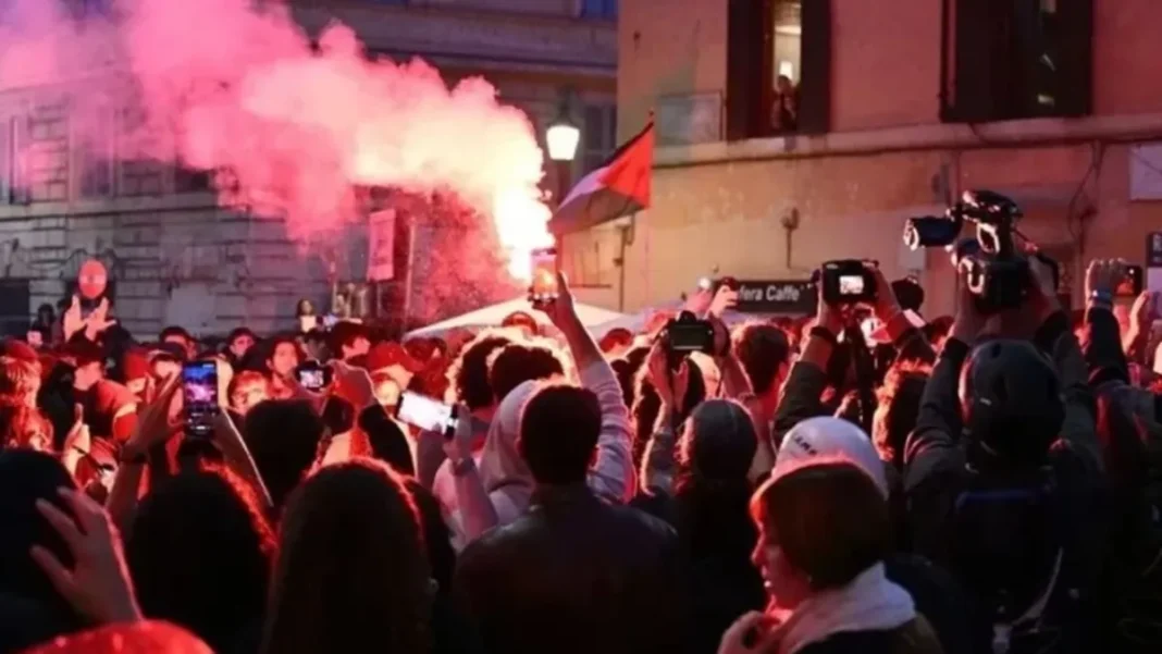 Rome Protests End in Police Clash Protesters gather during the Rome protests in the Italian capital on Saturday