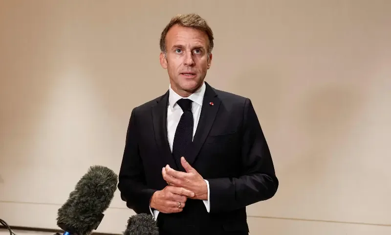 Macron accuses Trump of exploiting France riots for election gain Macron accuses Trump: Emmanuel Macron speaks in Doha on France riots