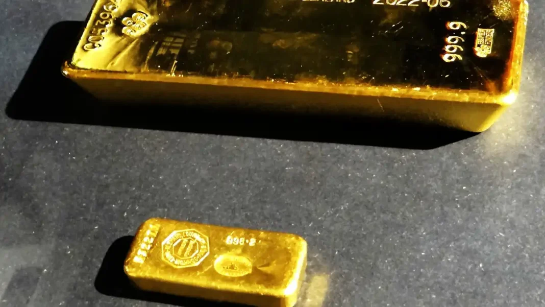 Gold Price Pakistan Rises Rs3,500 a Tola Gold bars on display - gold price Pakistan