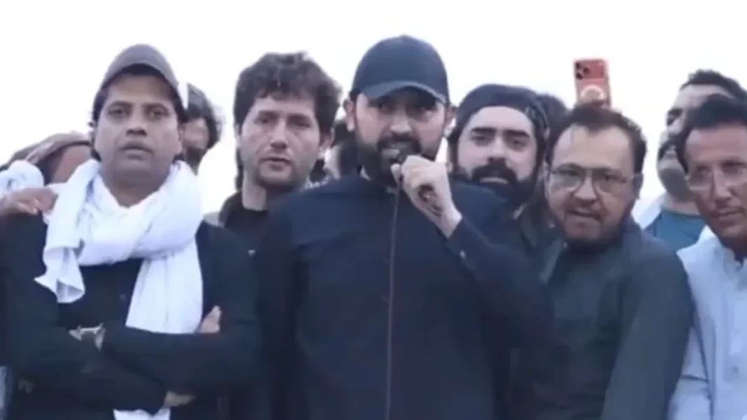 Sohail Afridi Arrest Warrants Issued by ATC Sohail Afridi addressing supporters at a rally, in a video still - Sohail Afridi arrest warrants