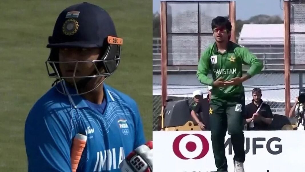 Saim Ayub’s Baby-Cradle Send-Off to Vaibhav Sooryavanshi Sparks Backlash From Indian Fans Saim Ayub baby cradle celebration after dismissing Vaibhav Sooryavanshi in the Asian Games final
