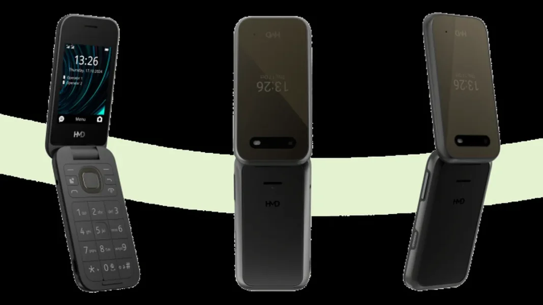 HMD Flip Phone for Seniors Gets an AI Companion HMD 2660 Flip: Senior Edition flip phone in three views