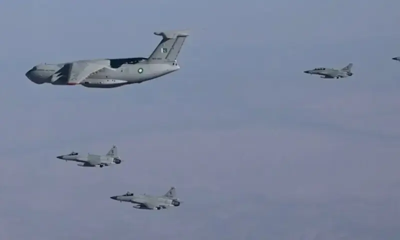 Info ministry rejects NYT report claiming PAF jets being used against Houthis PAF jets against Houthis: Pakistan Air Force aircraft in formation