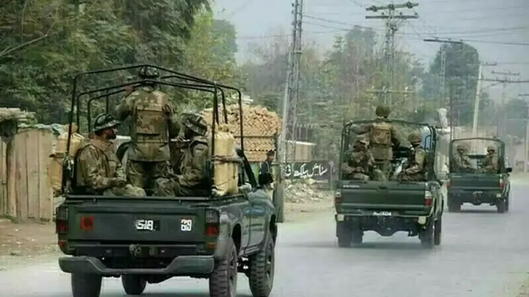 Pakistan Army Deployed in KP in Aid of Civil Power After Emergency Pakistan Army trucks carrying soldiers along a road as Pakistan Army deployed in Khyber Pakhtunkhwa in aid of civil power