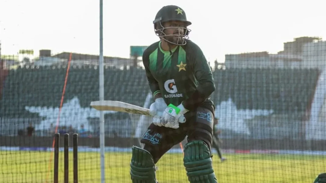 Pakistan Squad Holds First Training Session for Home ODI Tri-Series Pakistan's Babar Azam bats in the nets during Pakistan ODI tri-series training at Rawalpindi Cricket Stadium