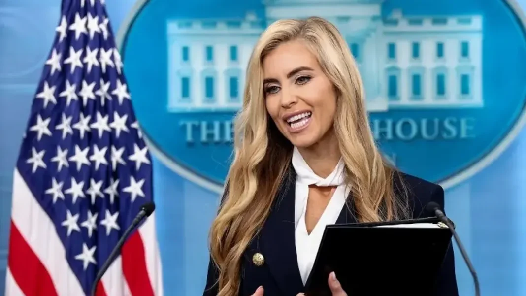Trump’s press secretary Katie Zacharia admits she failed the bar exam Katie Zacharia bar exam: the White House press secretary at the briefing room podium