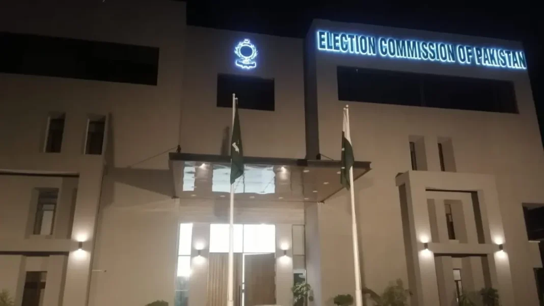 ECP Proposes AI Election Rules for Parties, Media Election Commission of Pakistan building at night - AI election rules