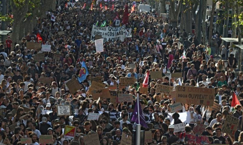 Police Fire Teargas as French Students, Teachers Take to Streets in Biggest School Protests in Decades Thousands of students and teachers march during the France student protests on October 6, 2026