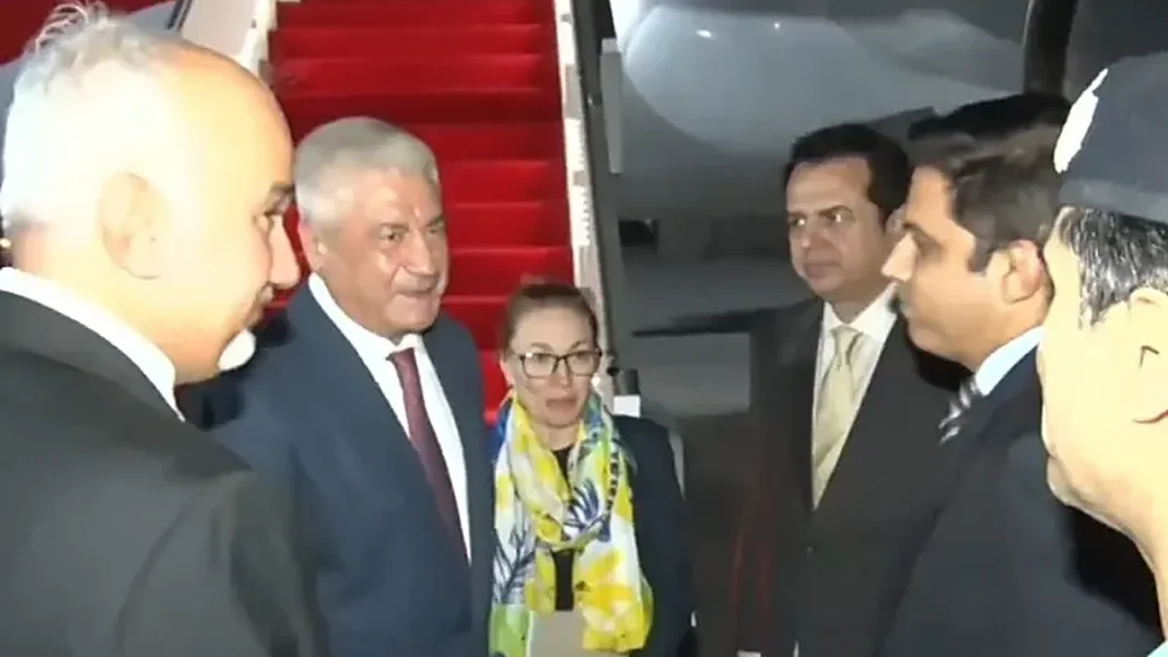 Russian Interior Minister Vladimir Kolokoltsev Begins First-Ever Four-Day Visit to Pakistan Russian interior minister Pakistan visit: Vladimir Kolokoltsev is greeted by Pakistani officials at the aircraft steps on arrival in Islamabad