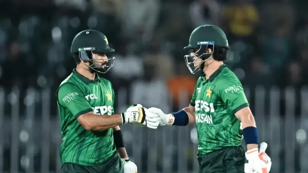 Pakistan Thrash Sri Lanka by 82 Runs in Second T20I to Seal Series Pakistan seal T20I series against Sri Lanka: Sahibzada Farhan and Maaz Sadaqat touch gloves during their second-wicket partnership in Rawalpindi