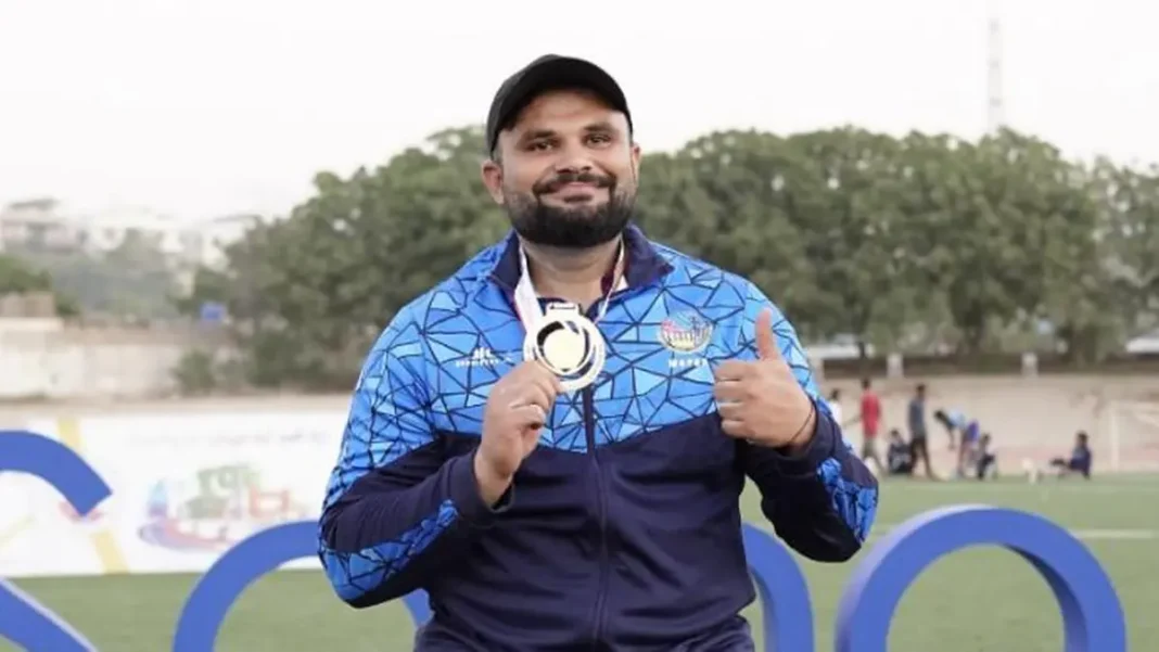 WAPDA Lead National Athletics With 41 Medals WAPDA National Athletics Championships: Zohaib Khan poses with his gold medal in Karachi