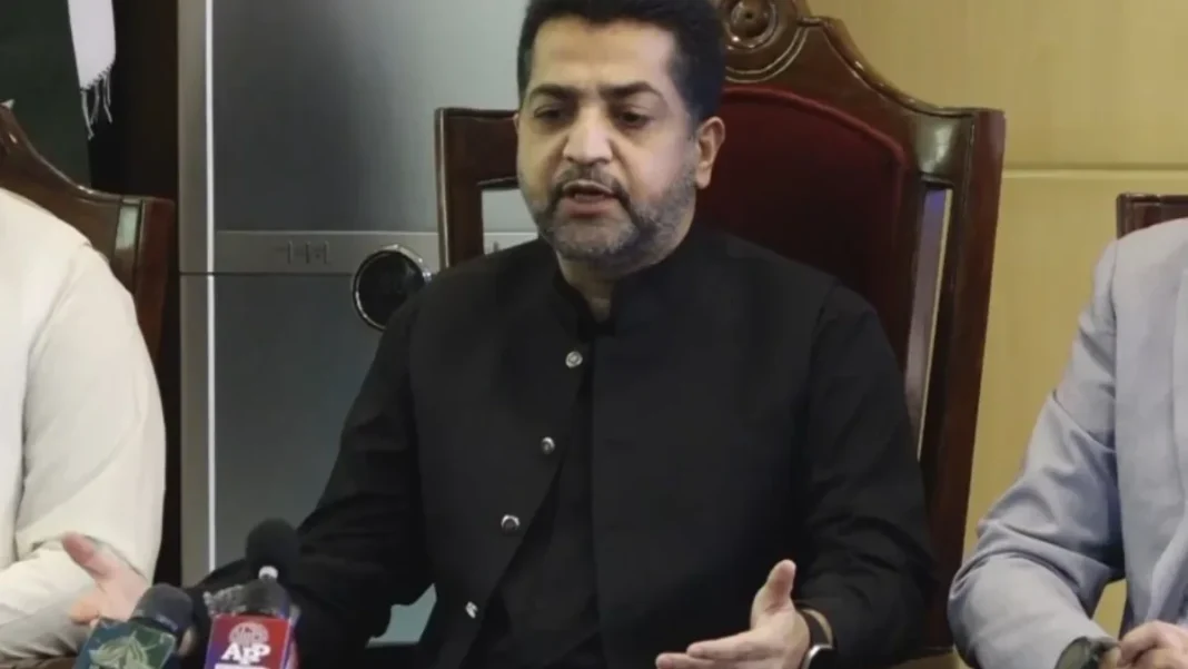 Balochistan Rejects K-P Comparison, Says It Is Cooperating Against Terrorism Mir Ziaullah Langau speaking at a press conference; the Balochistan K-P terrorism comparison was rejected at the briefing