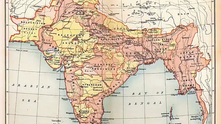 India Map Before Partition: British India in 1947