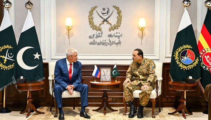 Russian Interior Minister Calls on Field Marshal Asim Munir at GHQ