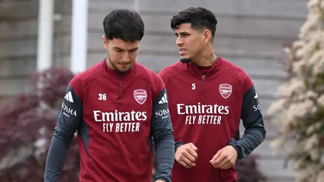 Arsenal lose Hincapie and Zubimendi to freak warm-down injuries before Lille tie Martin Zubimendi and Piero Hincapie in Arsenal training kit - Arsenal injury setback