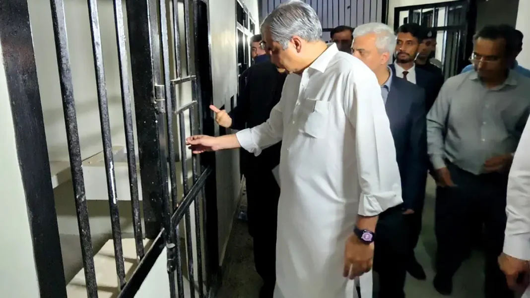 Islamabad Model Jail Phase One Ready After a Decade of Delays Islamabad Model Jail: the interior minister inspects a cell during a review visit to the Sector H-16 facility