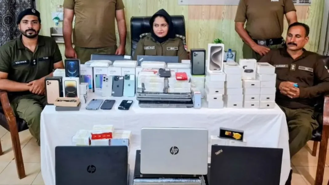 NCCIA Cybercrime Arrests: 281 Held in Lahore, Including 21 Foreigners NCCIA cybercrime arrests: police with seized phones and laptops