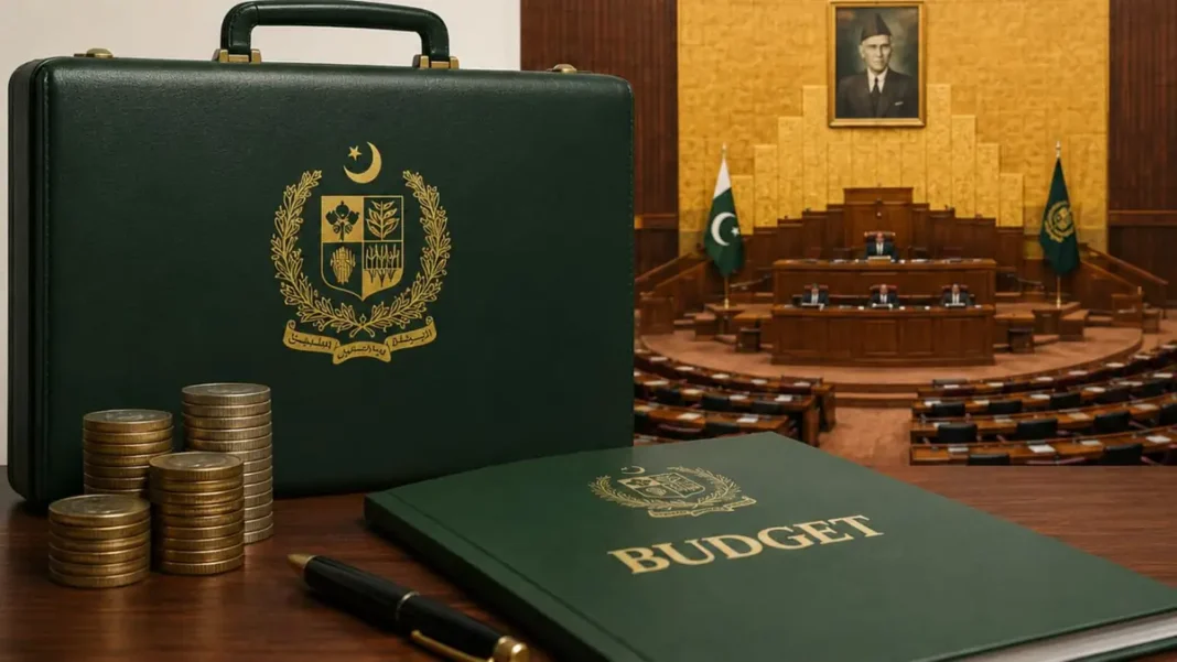 Pakistan Revenue: How FBR Collects a Record Rs13 Trillion in Tax Pakistan federal budget briefcase with state emblem representing Pakistan revenue and taxation