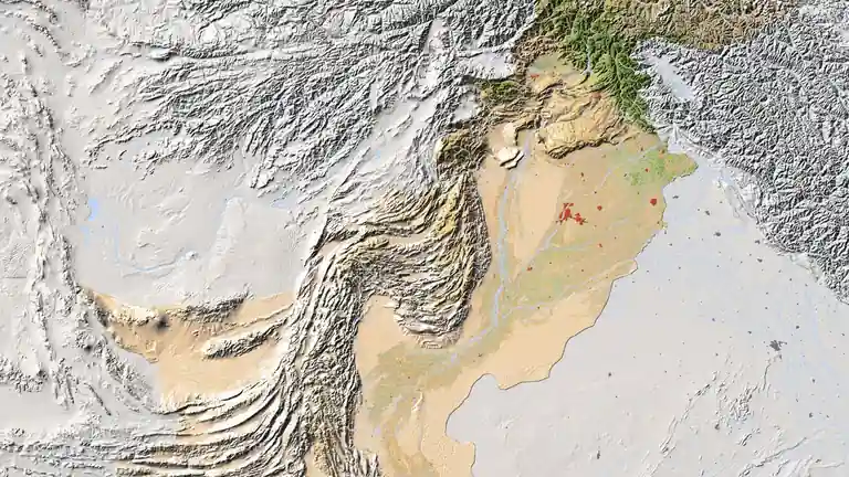 Pakistan Relief Map: Mountains, Rivers and Plains in Three Dimensions Pakistan relief map - 3D shaded terrain with mountains and plains