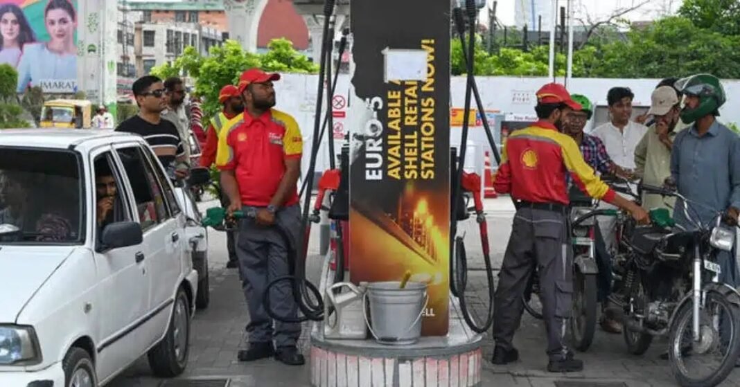 Petrol price raised by Rs3.26 to Rs390.66 per litre; diesel falls Rs1.01 Fuel nozzle refuelling a car after the petrol price hike October revision in Pakistan