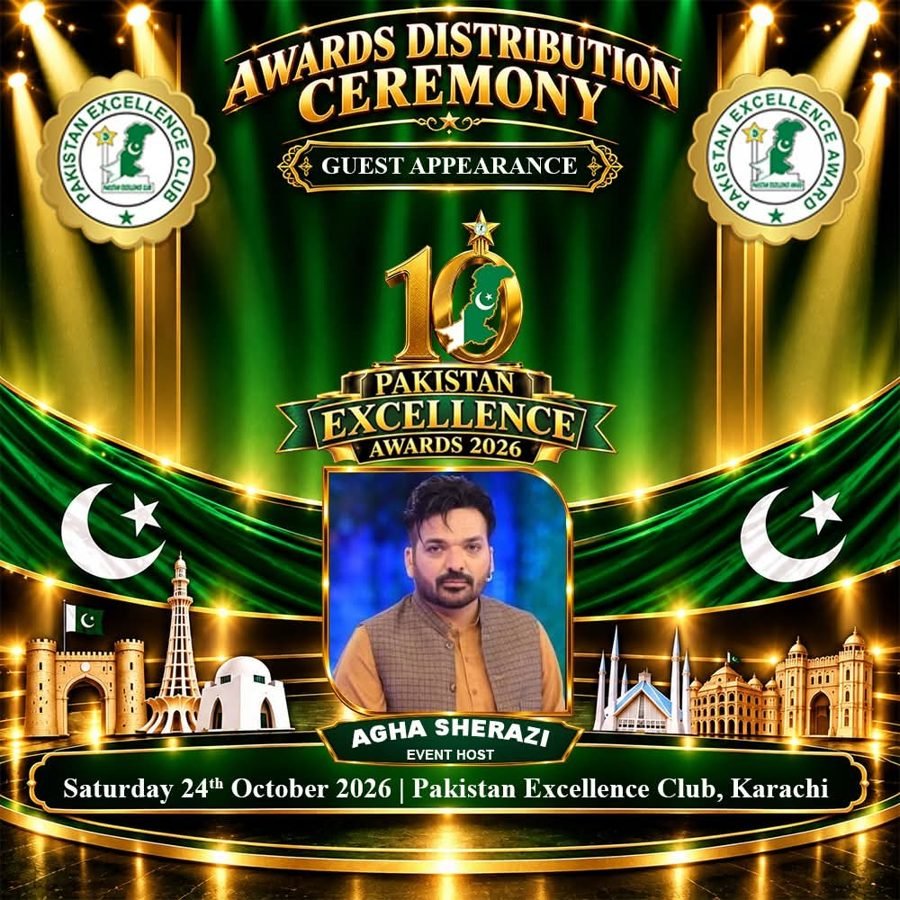 Agha Sherazi will host the 10th Pakistan Excellence Awards 2026 ceremony in Karachi