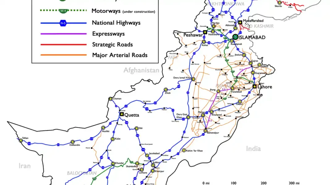 Road Map of Pakistan: Motorways, Highways and CPEC Routes Road map of Pakistan showing motorways and national highways