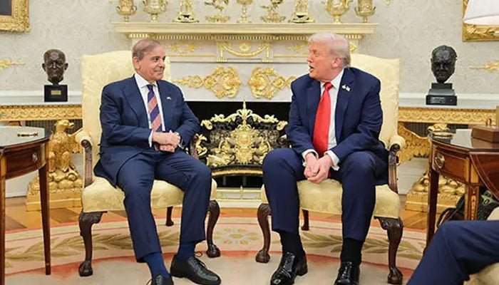 Shehbaz Sharif Meets Trump at UNGA Reception Banquet in New York Diplomatic handshake at a formal reception banquet during the Shehbaz Sharif Trump meeting at UNGA