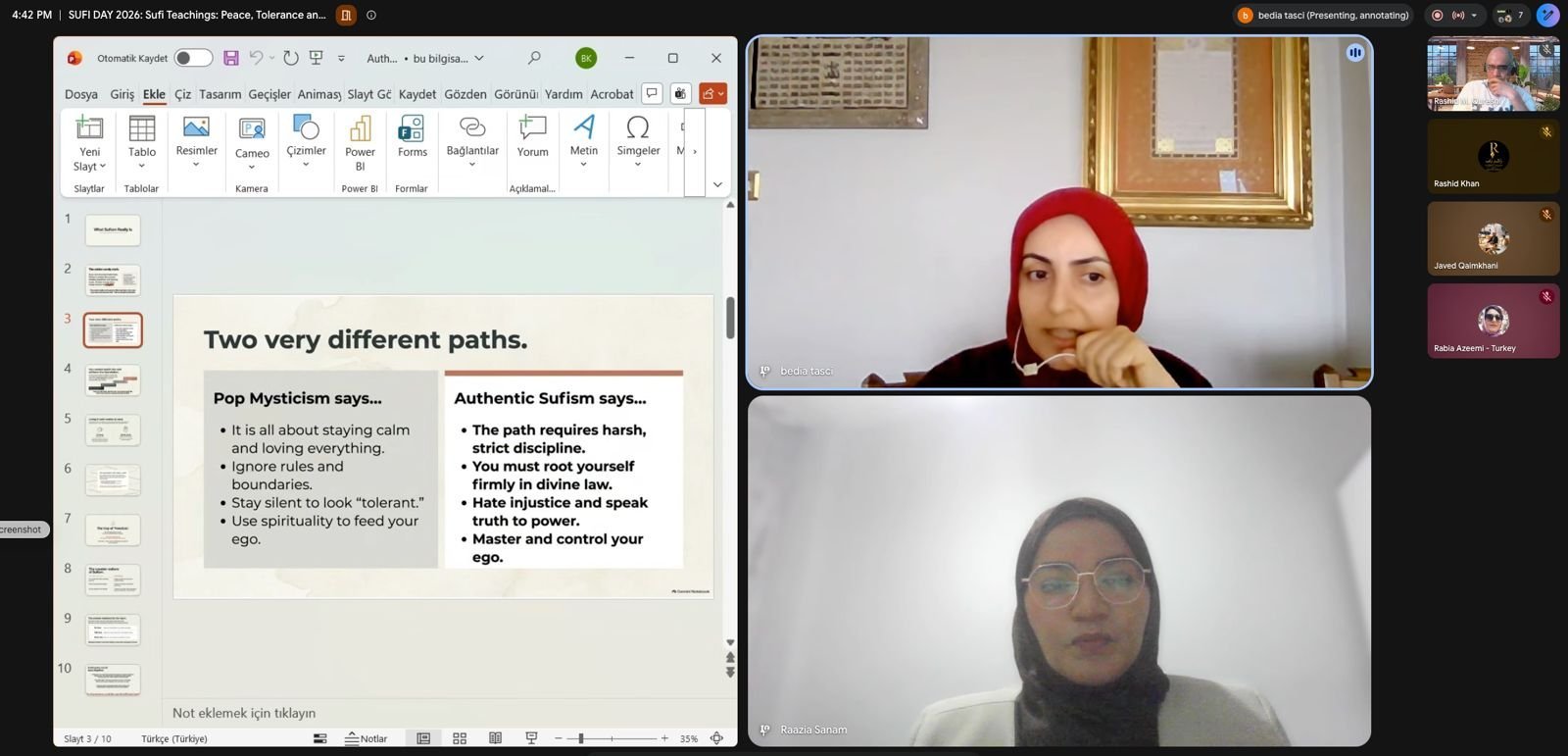 Bedia Kucukcalik presenting on authentic Sufism during Sufi Day 2026