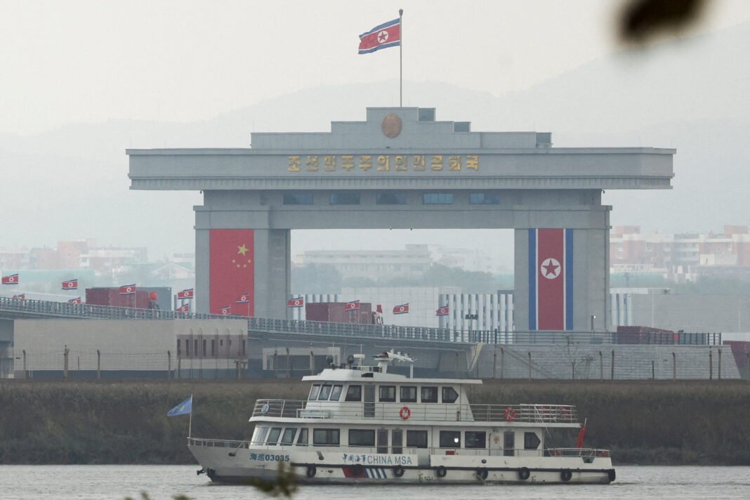 China and North Korea Open New Yalu River Bridge After 12-Year Delay North Korean customs gate at the New Yalu River Bridge, Dandong-Sinuiju